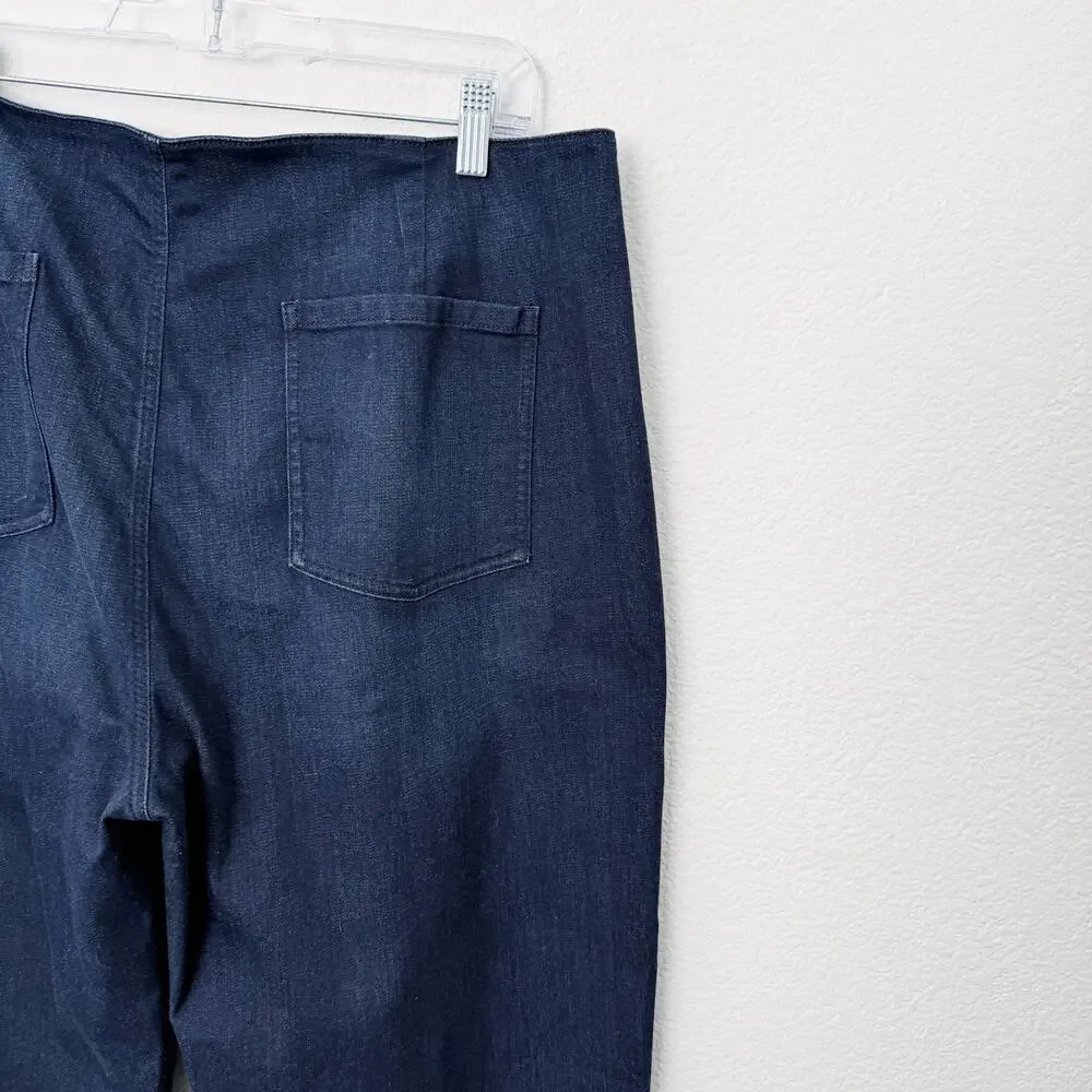 [Eileen Fisher] Dark Wash High Rise Organic Cotton Denim Tapered Fit Jeans Sz 14